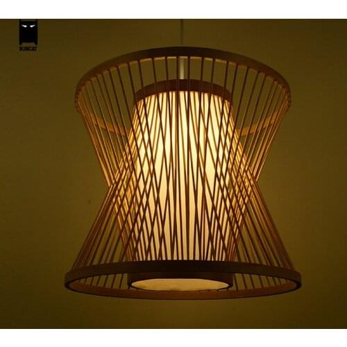 Bamboo Birdcage Wicker Rattan Pendant Light Fixture Rustic Hanging Lamp Suspension Luminaire Design for Dining Room Restaurant