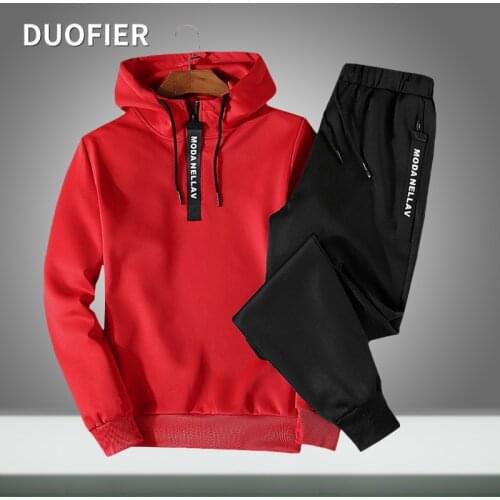 New Casual Mens Hooded Suit Running Sportswear 2 Piece Set Zipper Hoodie + Sweatpants Jogging Male Tracksuit Gym Clothing 5XL