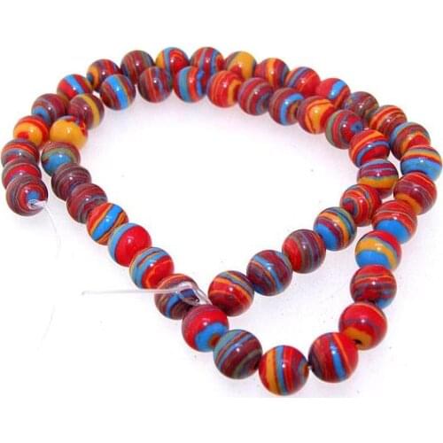 Unique Pearls jewellery Store Multicolor Malachite Jasper 8mm Gemstone Loose Beads One Full Strand 15'' LC3-0282