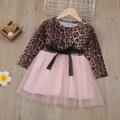 Toddler Baby Kids Dress Spring Autumn Children Girl Leopard Print Gauze Dress