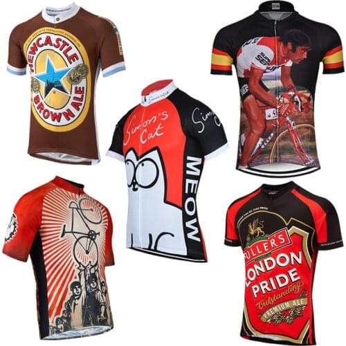Hot mens cycling Jersey classic retro Short Sleeve Bicycle Wear Sport cycling clothing quick dry Maillot Ciclismo 5 style