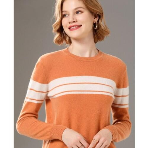 Round Neck Pullover Sweater Women Korean loose knitted Cashmere sweater 2021 autumn and winter new 100% pure Wool Sweater Female