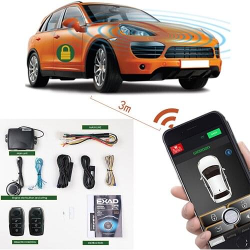 Remote Start Keyless Entry Car Alarm System Push Button Remote Anti-Theft PKE Starter Stop Automatic Trunk Opening APP