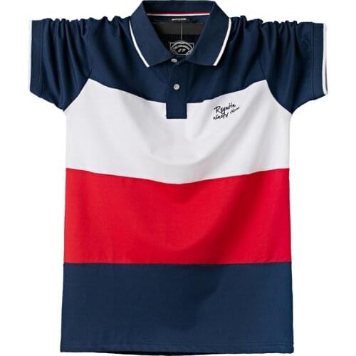 Polo Shirt Men Big Tall Short Sleeves Top Tees Cotton Casual Male Large Tee Summer Fit Slim Patchwork Polo Shirts Plus Size 6XL
