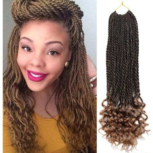 Ombre synthetic braiding hair senegalese twist hair crochet braids Extensions 18'' 28strands/pack passion twist ends curly