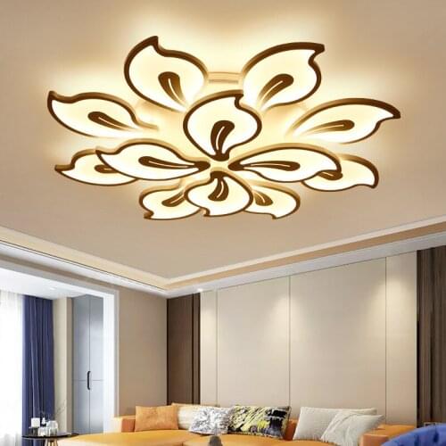 Modern Led Flower Chandeliers For Living Room Bedroom Home Ceiling Lighting Remote Control Lamp Fixtures Creative Decoration