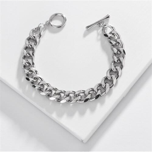 SRCOI Punk Figaro Chain Cuban Bracelet Toggle Clasps Link Chain Bracelets Gold Silver Color Charm Women Party Fashion Jewelry