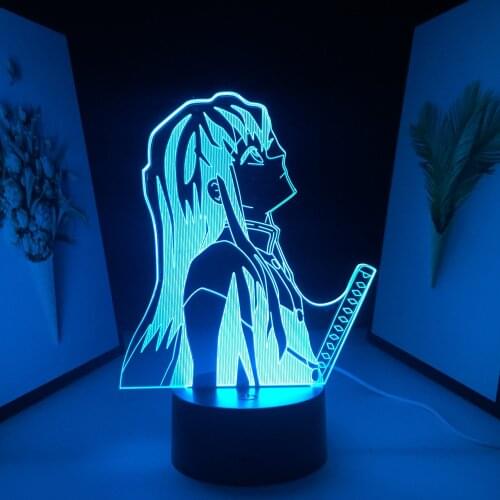 Anime Demon Slayer Muichiro Tokito 3D LED Night Light for Bedroom Decor Gift Nightlight Manga Table Lamp Muichiro Tokito