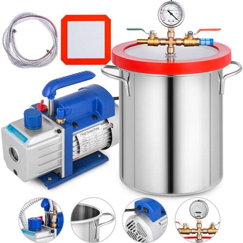 85L / min 3CFM 3 Gallon Vacuum Chamber Vacuum Pump Epoxy Stainless Steel Shovel