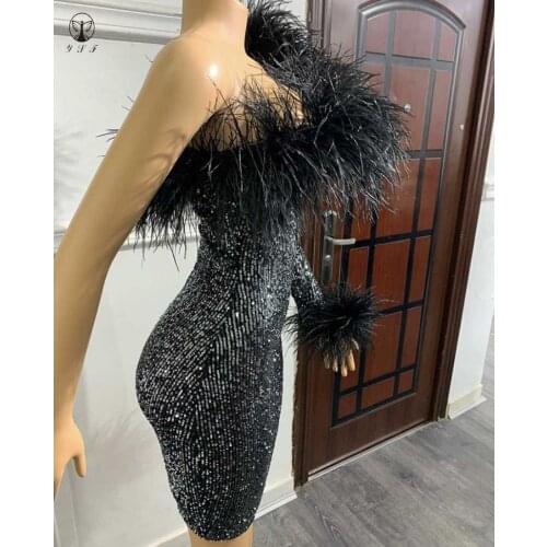 Женские коктейльные платья на одно плечо YSF China At AliExpress