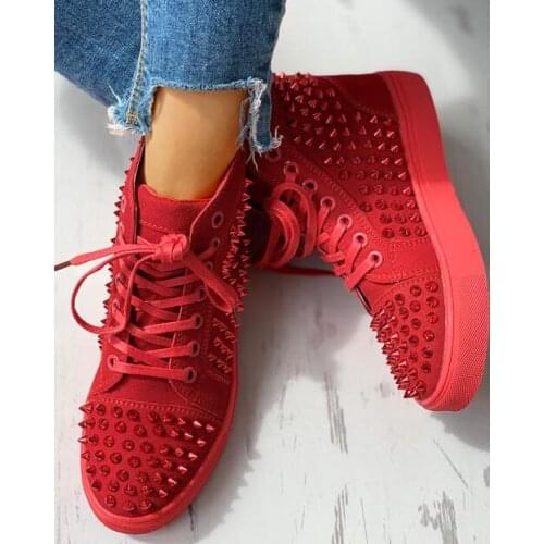 2020 Spring Fashion Women Rivet Punk Sneakers Women Thick Bottom Casual Platform Shoes Women Vulcanized Shoes Basket Femme