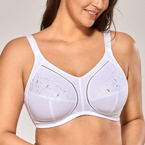 Womens Plus Size Minimizer Bra Full Coverage Underwear Embroidered Non-Padded Wirefree Bra Lingerie 36 38 40 42 44 C D DD E F G