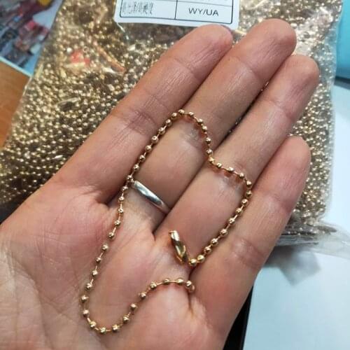 1.8mm 2.0mm Gold Silver Ball Bead Chains Fits Key Chain/Dolls/Label Hand Tag Connector For DIY