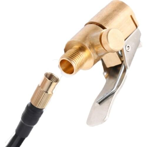 1pcs Portable Deflatable Car Brass 8mm Tire Wheel Air Chuck Pump Valve Clip Clamp Connector Adapter Auto Accessories Tyre Valve