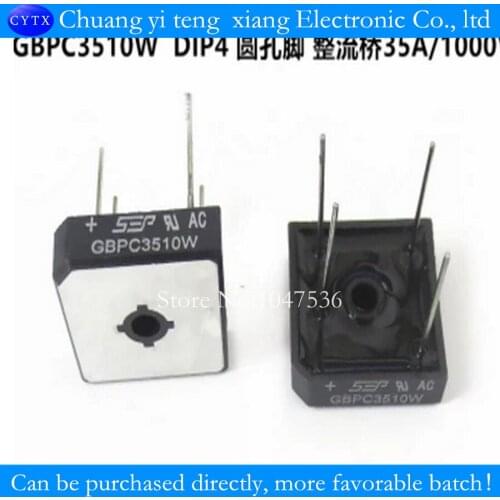 10PCS/LOT GBPC3510W GBPC3510 round pin 35A/1000V aluminum face fine foot bridge rectifier 100% good
