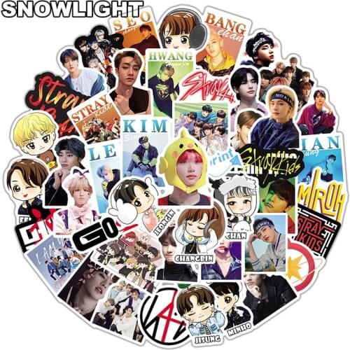 10/50Pcs/set Korean Boy Group Kpop Stray Kids Waterproof Stickers For Luggage Laptop Fridge Car Idols Decals Fans Toys