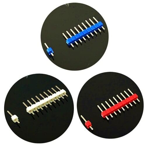 100Pcs Gold Plated 5 Color 2.54mm Pitch Single Row PTH Male Pin Header Strip For Arduino 22P 24P 25P 26P 28P 30P 32P