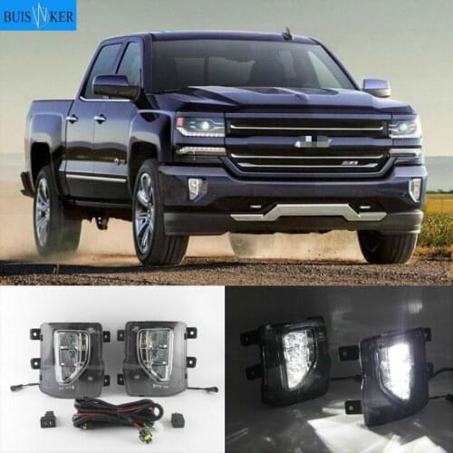 2Pcs Car Front Fog Lights Bumper Daytime Running Driving Lamps for chevrolet Silverado 1500 2016 2017 2018