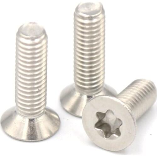 20pcs M5 304 stainless steel Torx countersunk anti-theft screw T&TX flat head without column machine bolt GB2673 6mm-50mm long