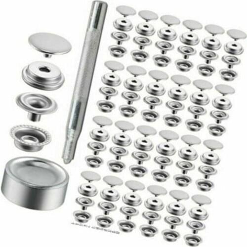 200pcs Snap Fastener Set Stainless Steel Sew-free Kit Buttons+2pcs Tools