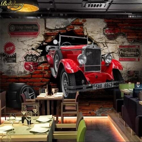 Beibehang 3D stereo vintage classic car car broken wall restaurant hotel background wall papel de parede wall papers home decor