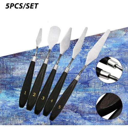 5Pcs Stainless Steel Artist Painting Palette Knife Spatula Oil Painting Paint Art Craft Metal Spatula Set Perfect Practical