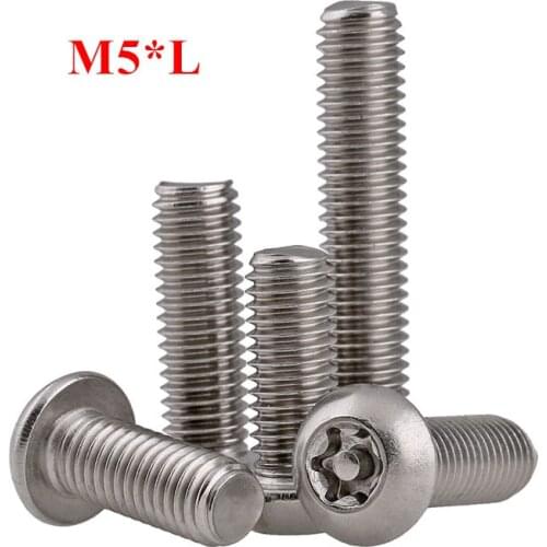 50pcs M5 Six lobe Pan Head torx machine security screw m5 Inside plum flower belt pillar type anti-theft Round torx screw