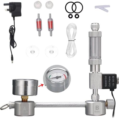 Aquarium DIY CO2 Generator System Kit with Solenoid Valve Bubble Counter Check Carbon Dioxide Reactor Kits for Aquatic Plants