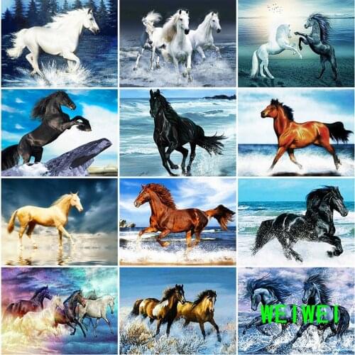 Full Square Diamond Painting Horse 5D DIY Diamond Embroidery Animals Rhinestones Mosaic Sale Home Decoration Weiwei