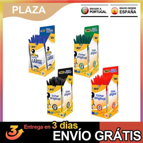 BIC Crystal Large wide tip pens (1,0mm) colors, 50 piece box, for soft writing, ideal for offices