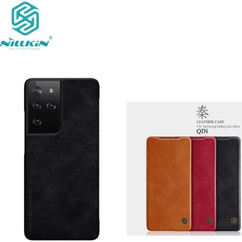 For Samsung Galaxy S21 Ultra phone case Nillkin vintage Qin flip cover PU Leather Case PC plastic back case for Galaxy S21 Ultra
