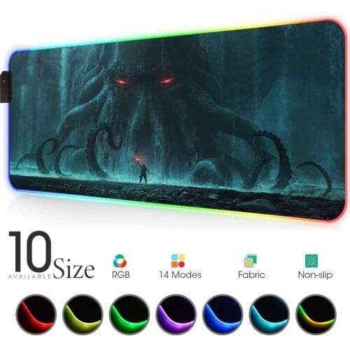Cthulhu monster RGB Mouse Pad Black Gamer Accessories Large LED MousePad XL Gaming Desk Mats PC Desk Play Mat with Backlit
