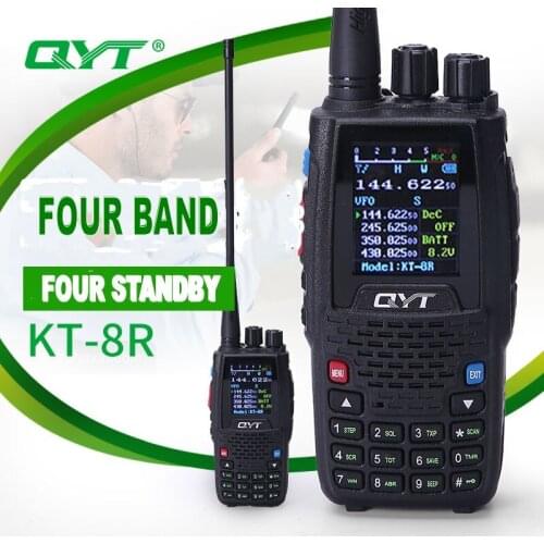 DHL freeship QYT KT-8R Quad Band UHF VHF 136-147Mhz 400-470mhz 220-270mh 350-390mhz Handheld Two Way Radio Ham Transceiver KT8R