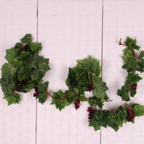 Home Decorative Artificial Grape Vine Green Rattan With Bunches Of Grape