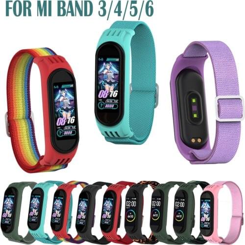 Nylon elastic Bracelet for Xiaomi MI Band 6 5 strap Sport Breathable Replacement Wristband Band 4 3 Smart Watch Accessories Loop