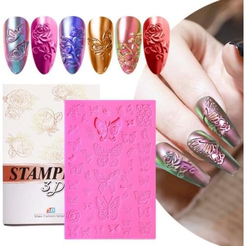 Nail Printing Mold 3D Relief Silicone Manicure DIY Carved Stamping Plate for Beauty