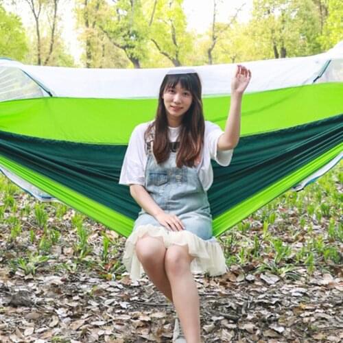Camping Hammock with Mosquito Net Double Hammock Travel Hammock,Backpacking Hammock Portable Parachute Ring Strap Hammock