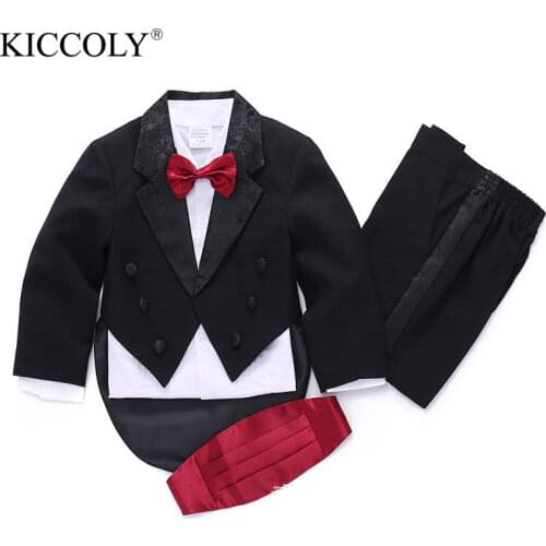 Baby Boys Suits Formal Tuxedo Suit Brand Newborn Baby Boy Baptism Christening Gown Infant Party Wedding Clothing Set 5pcs/set