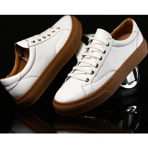 Leather deodorant mens tendon sole shoes casual sports flat shoes wear-resistant and comfortable with jeans shoes