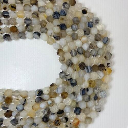 6-10mm Natural Stone Round Cut White Agate Gem Loose Bead DIY Stone Bead Bracelet Necklace Earring Jewelry Making Multifaceted