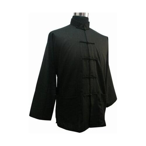 Free Shipping Black Vintage Chinese Mens Linen Embroidery Jacket Coat with Dragon Size S M L XL XXL XXXL M1080