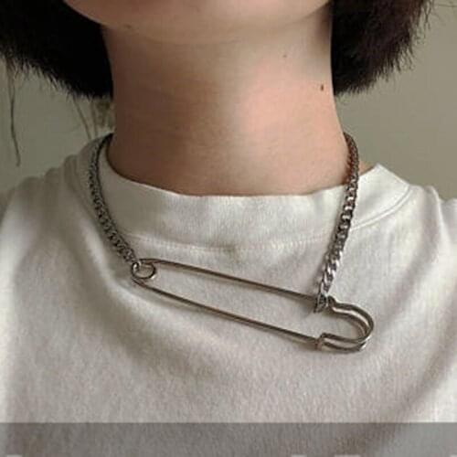 Stainless Steel Men Women Unisex Punk Metal link Chains Choker Collar Exagerate Gothic Pendant Collar Necklace