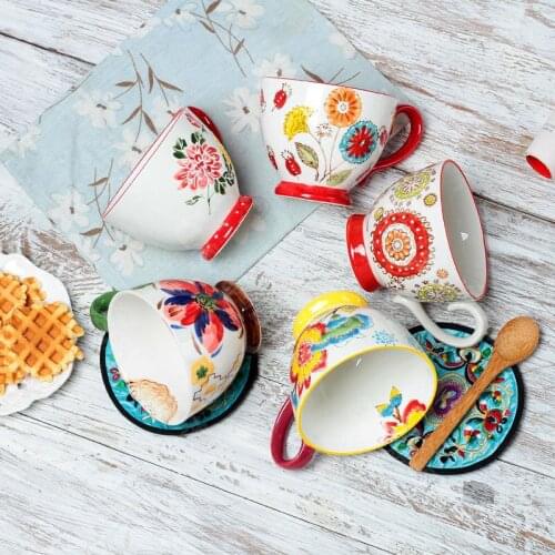 Oatmeal Bowl, Cereal Bowl, Embossed Breakfast Bowl, Hand-painted Ceramic Coffee Cup, Creative Popular Cereal Cup