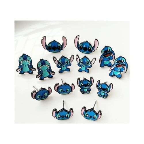 Disney Stitch Head Fashion Anime Action Figures Cartoon Products Accessories Stud Earrings Girls Unisex Birthday Gifts