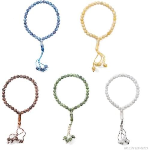Tasbih Prayer 33 Worry Beads Misbaha Islamic Rosary Unisex Prayer Bead Necklace Bracelet 6 Colors with Rhinestone Decor Dropship