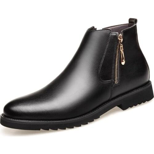 A85 Winter Mens Boots Warm Plus Plush Plus Thick Ankle Thick Cotton Shoes Real Leather Non-slip Mixed Wool High Dad Snow Boots