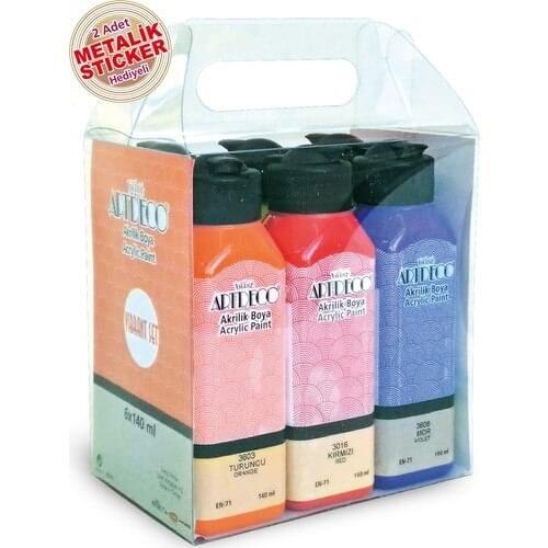 Artdeco Acrylic Paint Set 6 X140Ml Vintage wooden surfaces, paper, cardboard, glass, ceramic, and metal surfaces