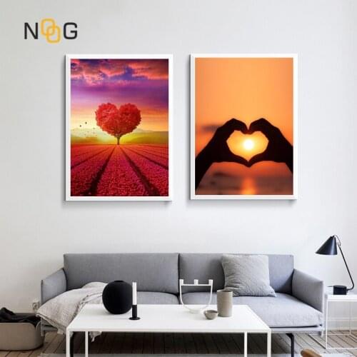 NOOG Canvas Painting Poster Art Print on Watercolor Heart Tree Wall Picture for Home Decoration Giclee Print Wall Decor no frame