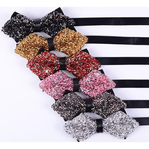 New arrival men fashion shining ties rhinestone bow tie