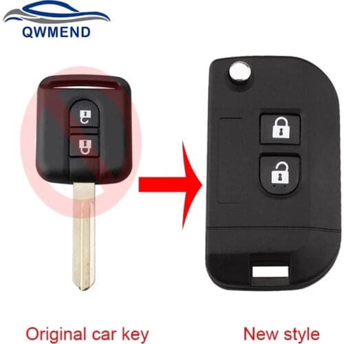 BHKEY Update 3 Buttons Car Remote Key Shell for Nissan Qashqai Elgrand X-TRAIL Navara Micra Note Cabster NV200 Flip Car Key Case